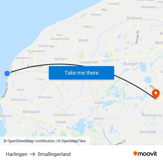 Harlingen to Smallingerland map