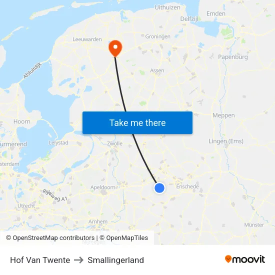 Hof Van Twente to Smallingerland map