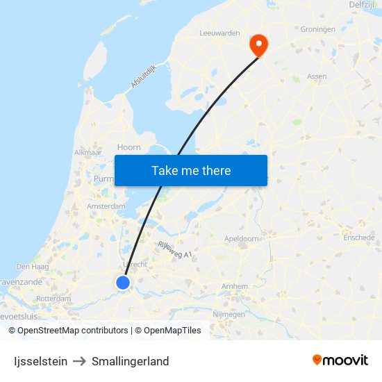 Ijsselstein to Smallingerland map