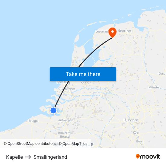 Kapelle to Smallingerland map