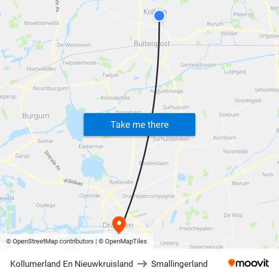 Kollumerland En Nieuwkruisland to Smallingerland map