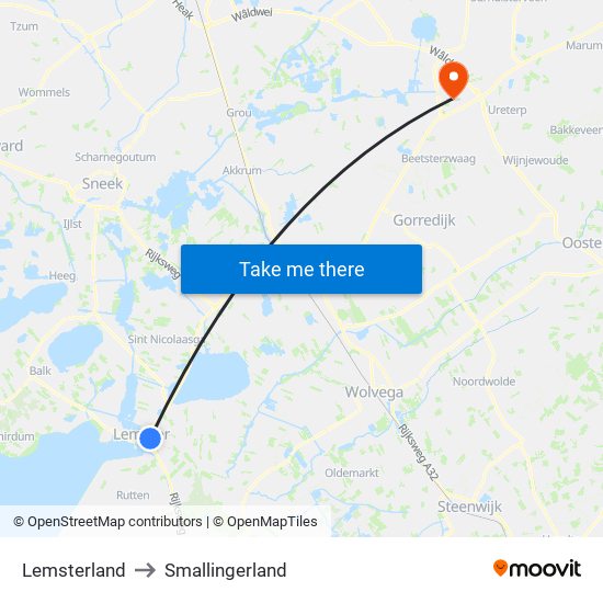 Lemsterland to Smallingerland map