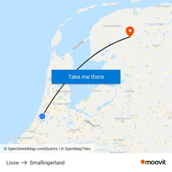 Lisse to Smallingerland map