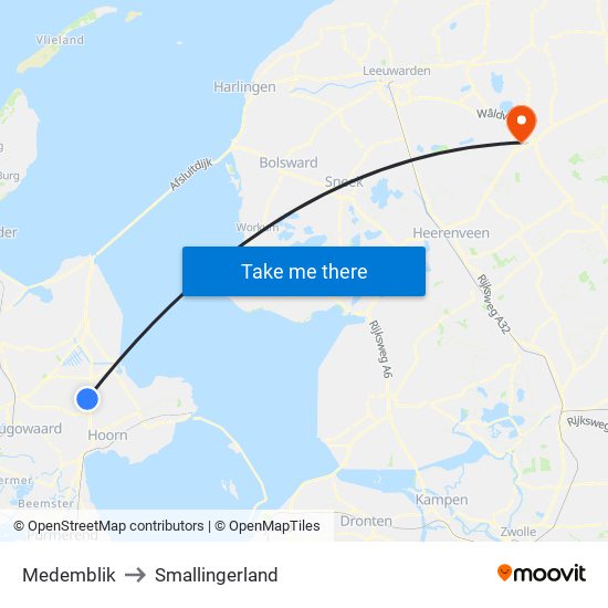 Medemblik to Smallingerland map