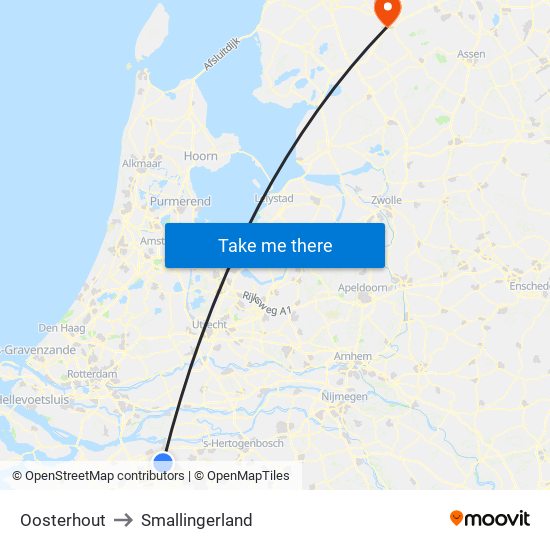 Oosterhout to Smallingerland map