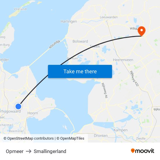 Opmeer to Smallingerland map