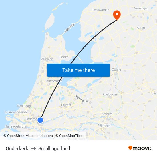 Ouderkerk to Smallingerland map