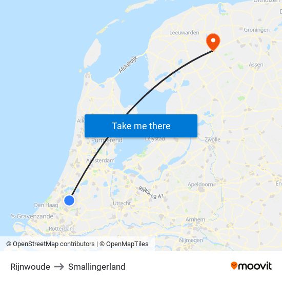 Rijnwoude to Smallingerland map