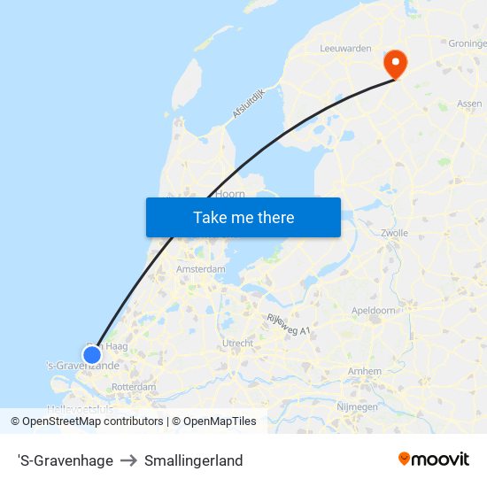 'S-Gravenhage to Smallingerland map