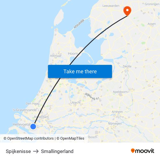 Spijkenisse to Smallingerland map