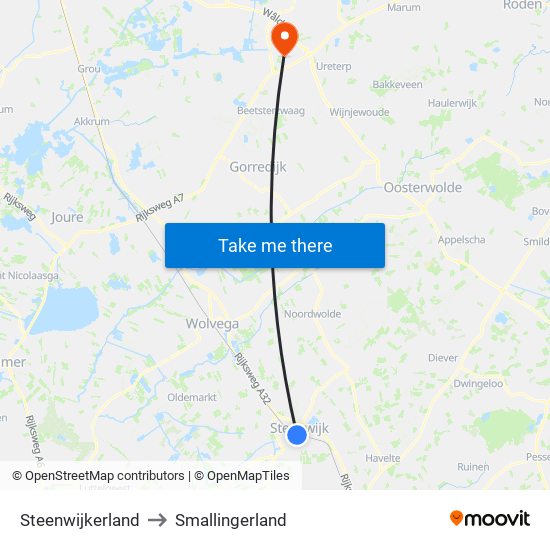 Steenwijkerland to Smallingerland map