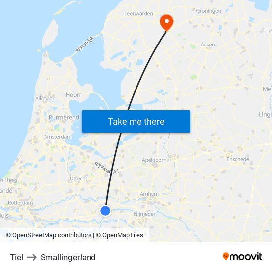 Tiel to Smallingerland map