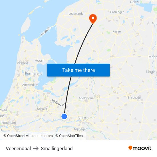 Veenendaal to Smallingerland map