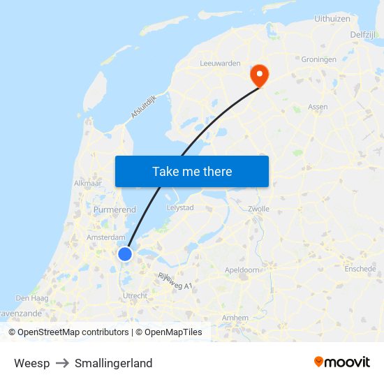 Weesp to Smallingerland map