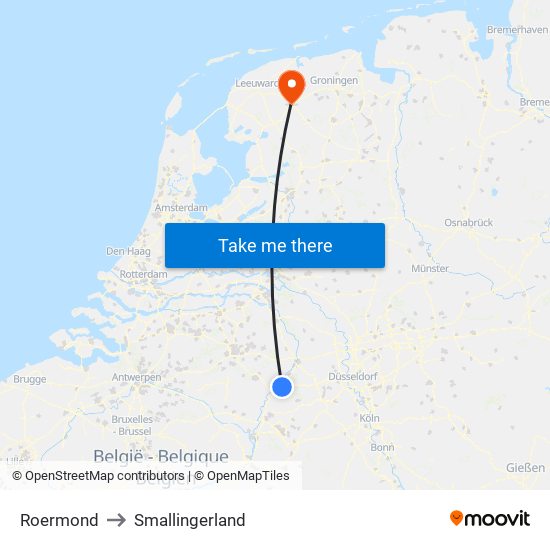 Roermond to Smallingerland map