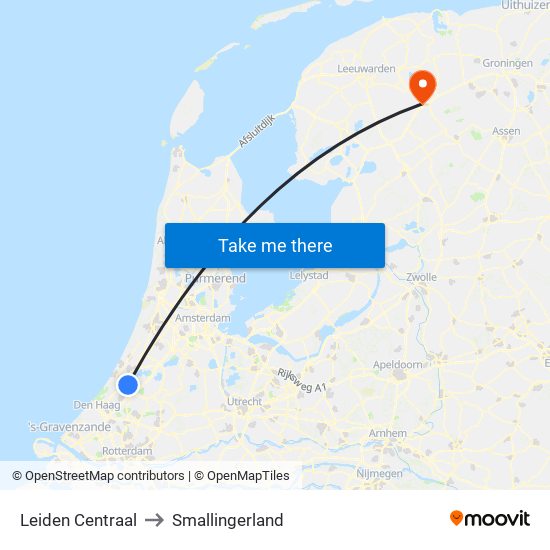 Leiden Centraal to Smallingerland map