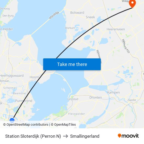Station Sloterdijk (Perron N) to Smallingerland map