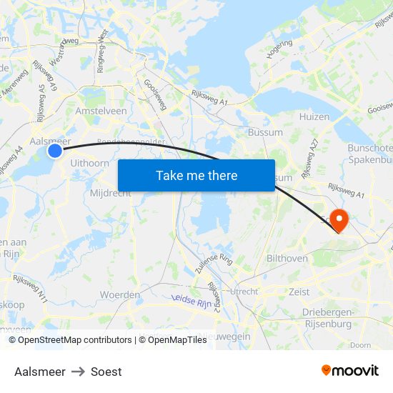 Aalsmeer to Soest map