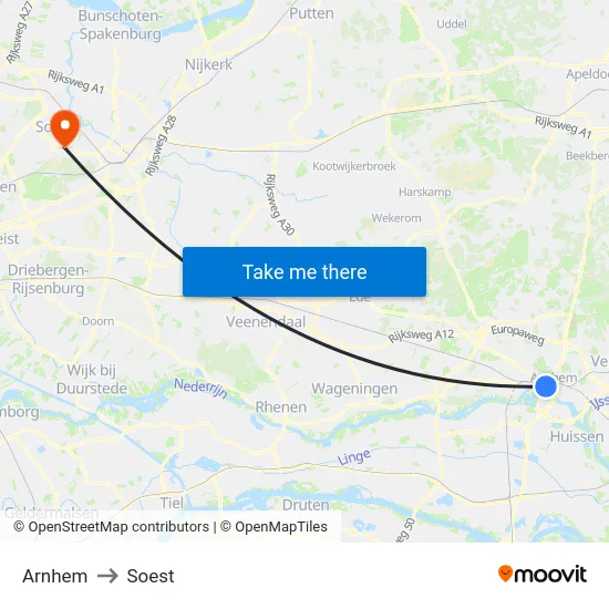 Arnhem to Soest map