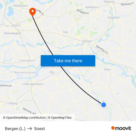 Bergen (L.) to Soest map