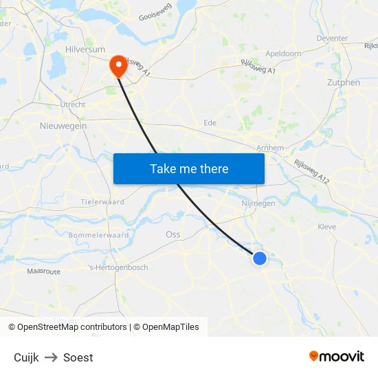 Cuijk to Soest map