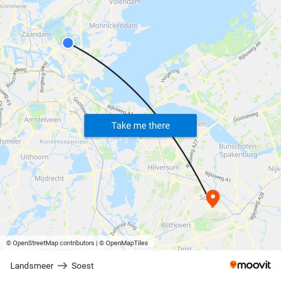 Landsmeer to Soest map