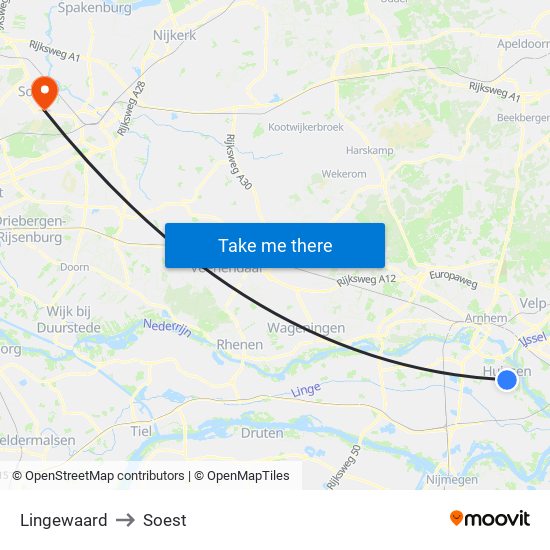 Lingewaard to Soest map