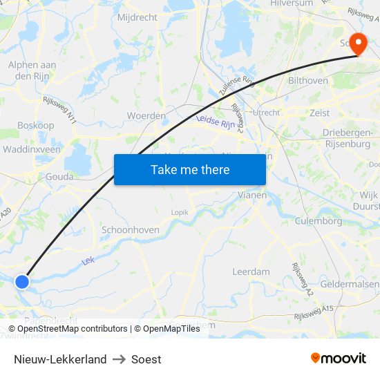 Nieuw-Lekkerland to Soest map