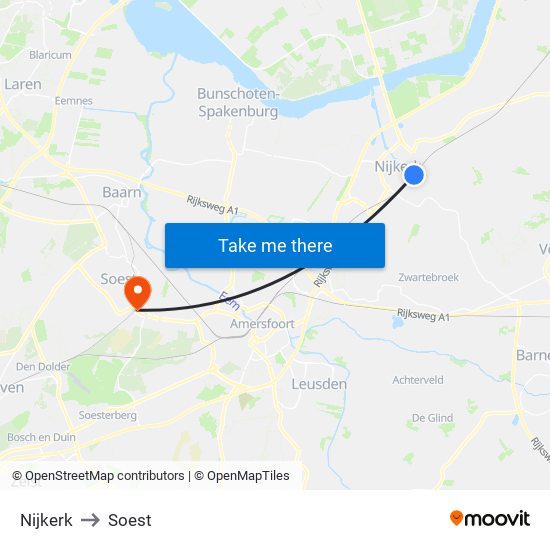 Nijkerk to Soest map