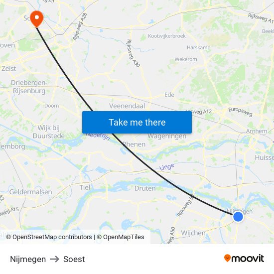 Nijmegen to Soest map