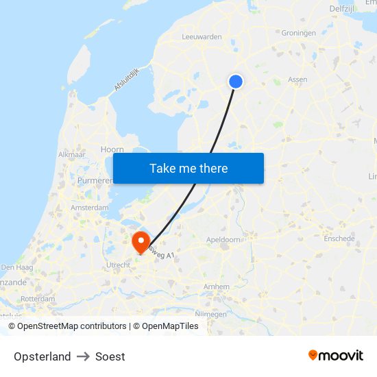 Opsterland to Soest map