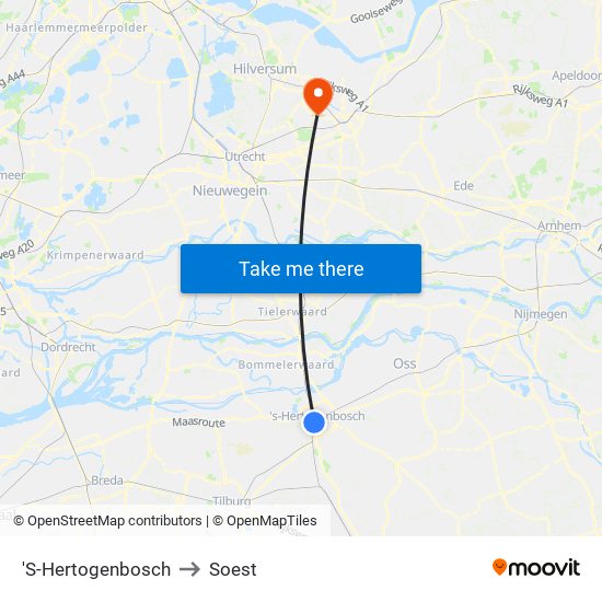 'S-Hertogenbosch to Soest map