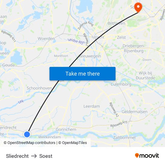 Sliedrecht to Soest map