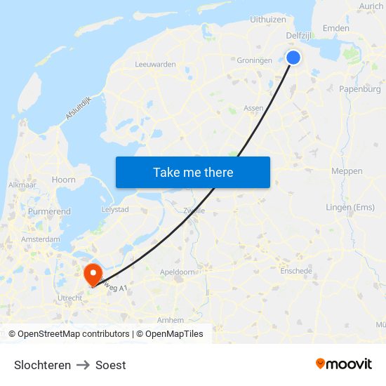 Slochteren to Soest map