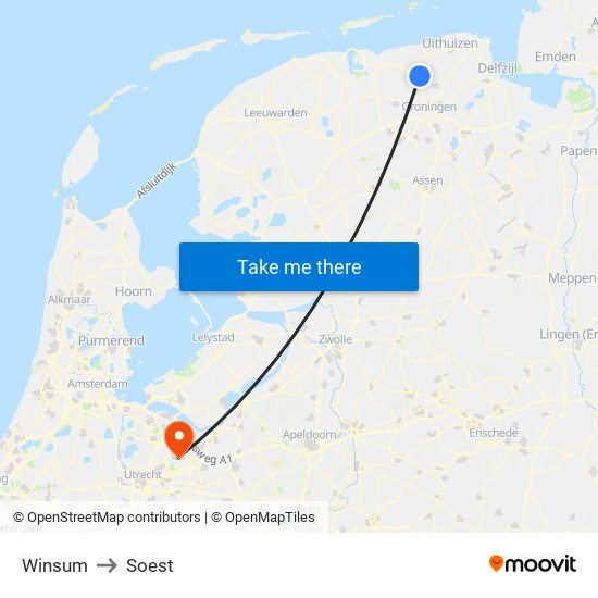 Winsum to Soest map