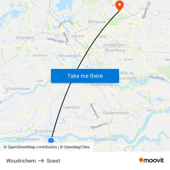 Woudrichem to Soest map