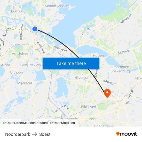 Noorderpark to Soest map