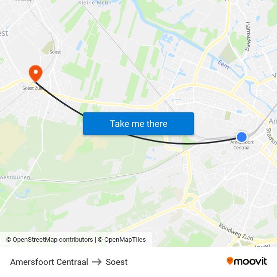 Amersfoort Centraal to Soest map