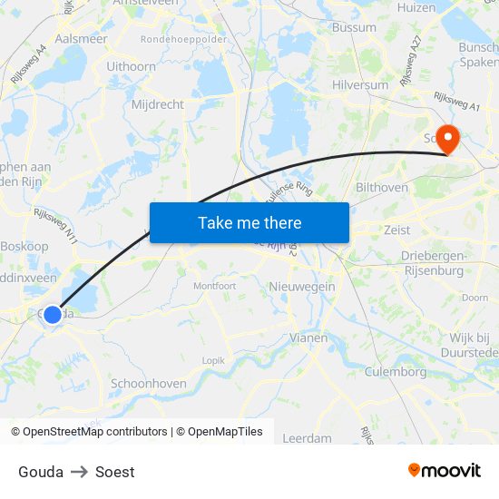 Gouda to Soest map