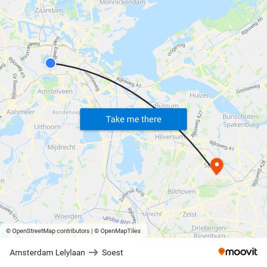 Amsterdam Lelylaan to Soest map