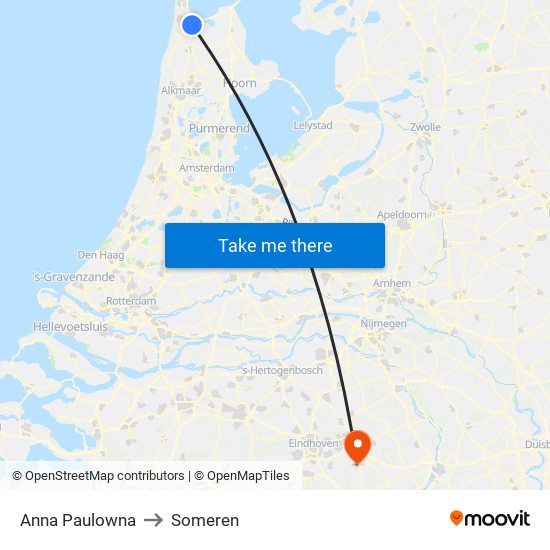 Anna Paulowna to Someren map