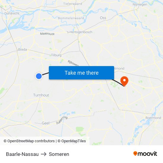 Baarle-Nassau to Someren map