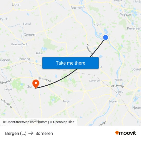 Bergen (L.) to Someren map