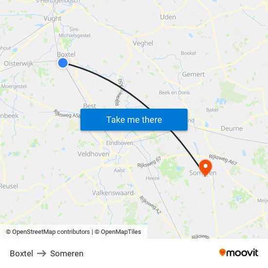 Boxtel to Someren map