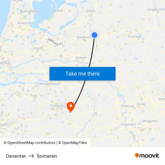 Deventer to Someren map