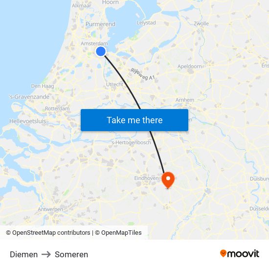 Diemen to Someren map