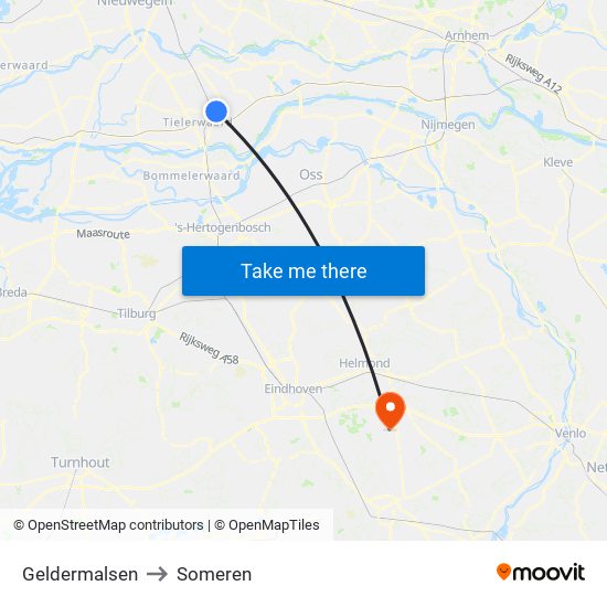 Geldermalsen to Someren map