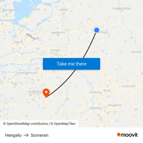 Hengelo to Someren map