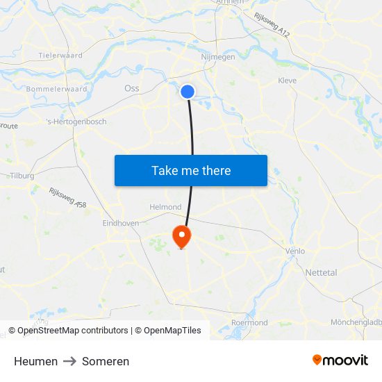 Heumen to Someren map