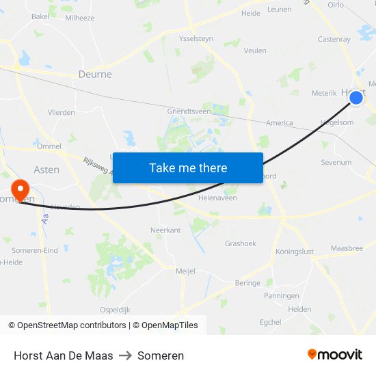 Horst Aan De Maas to Someren map